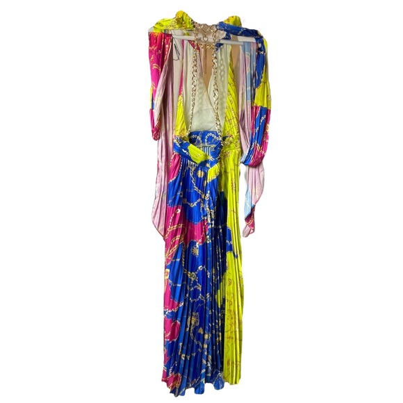 L’Atiste Gold Chain Colorful Pleated Maxi Dress - Picture 4 of 11